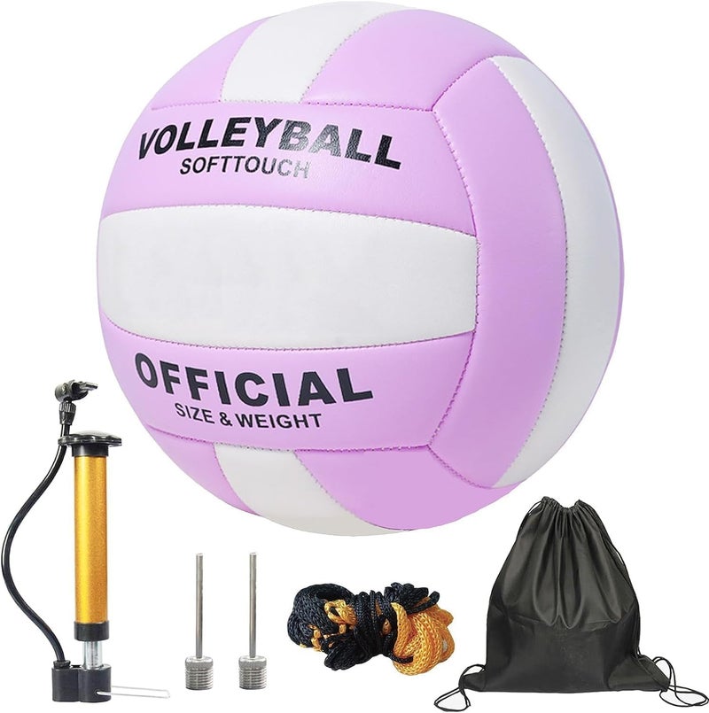 ZLY Volleyball,Official Size 5 Volleyballs for Indoor Outdoor,Soft Touch Volleyballs for Beach Play Pool Training Game with Ball Pump - Image 1